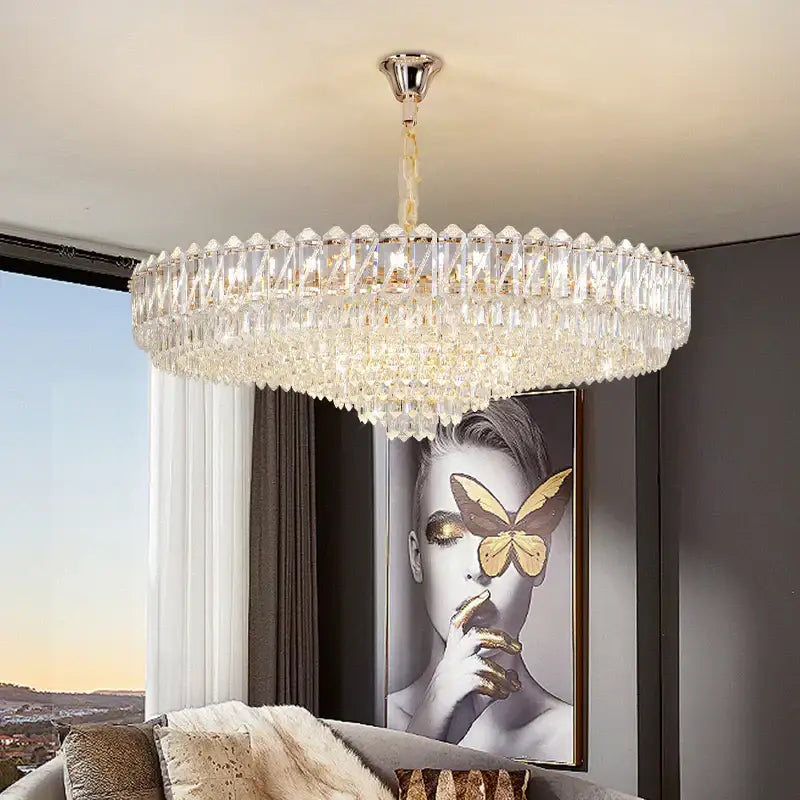 French luxury chrome crystal chandelier dining room light