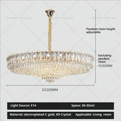 French luxury chrome crystal chandelier dining room light