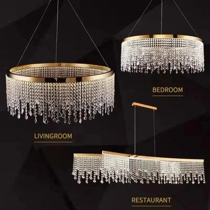 crystal chandelier luxury gold tiered dining room light