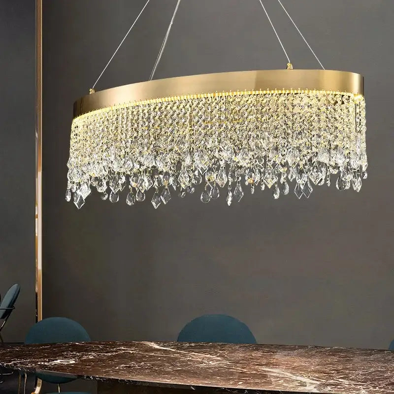 crystal chandelier luxury gold tiered dining room light