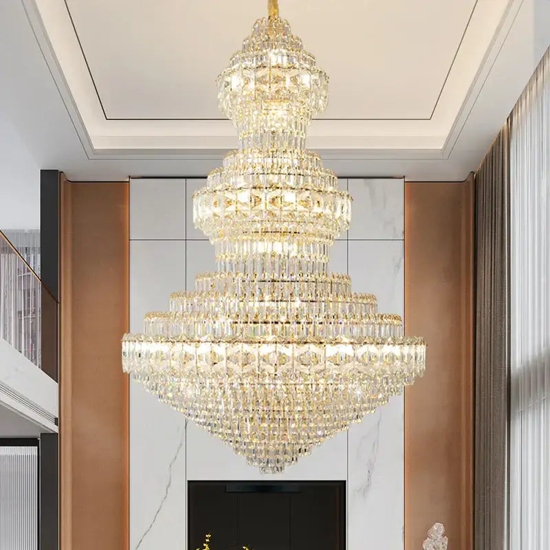 Luxury gold & emerald crystal chandelier living room light