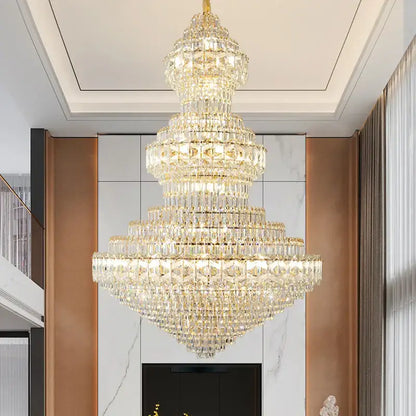 Luxury gold & emerald crystal chandelier living room light