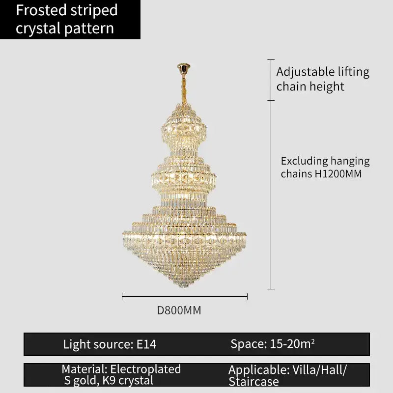 Luxury gold & emerald crystal chandelier living room light