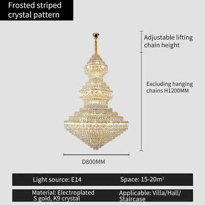 Luxury gold & emerald crystal chandelier living room light