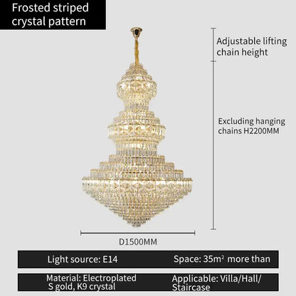 Luxury gold & emerald crystal chandelier living room light