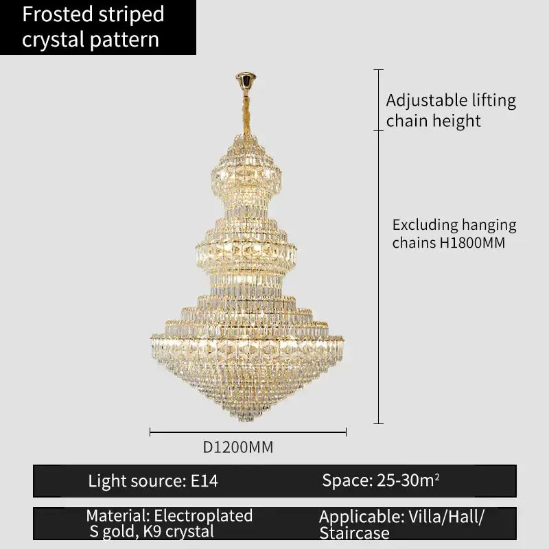 Luxury gold & emerald crystal chandelier living room light