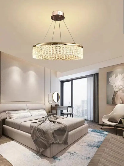 crystal chandelier modern gold tiered light for living room