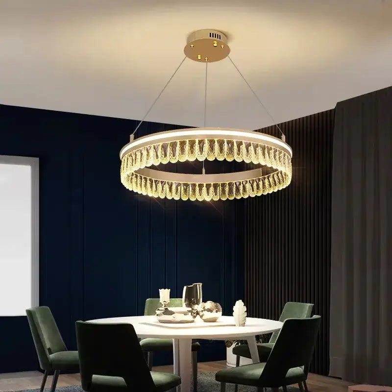 crystal chandelier modern gold tiered light for living room