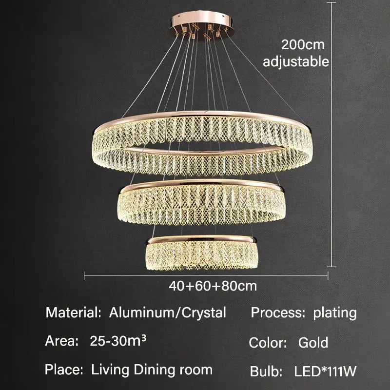 crystal chandelier modern gold tiered light for living room