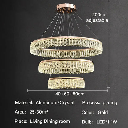 crystal chandelier modern gold tiered light for living room