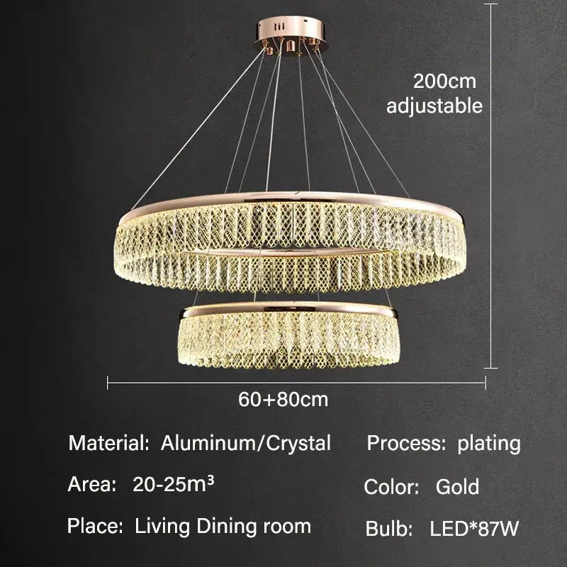 crystal chandelier modern gold tiered light for living room