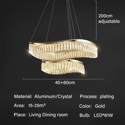 crystal chandelier modern gold tiered light for living room