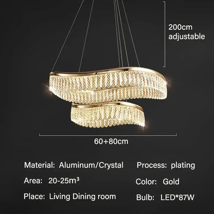 crystal chandelier modern gold tiered light for living room