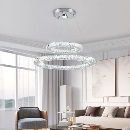 Modern multi ring crystal chandelier for dining room