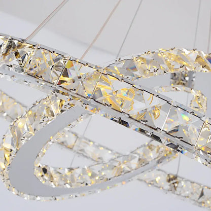Modern multi ring crystal chandelier for dining room