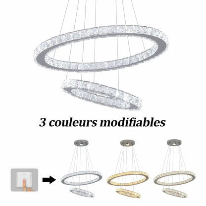 Modern multi ring crystal chandelier for dining room
