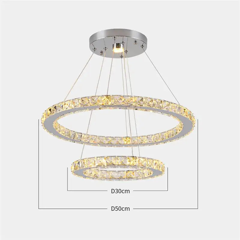 Modern multi ring crystal chandelier for dining room