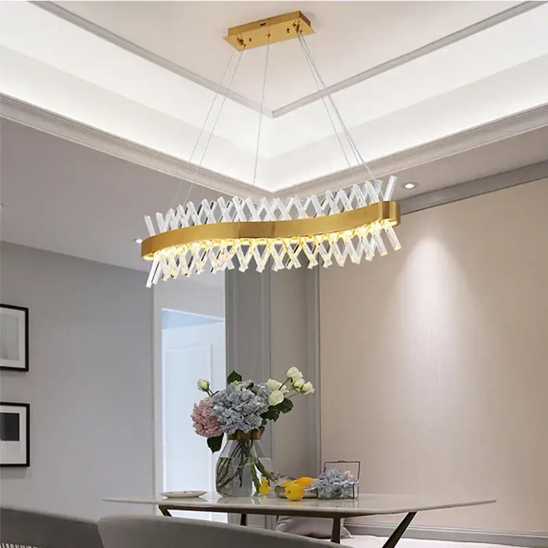 Modern gold crystal chandelier for luxury living room