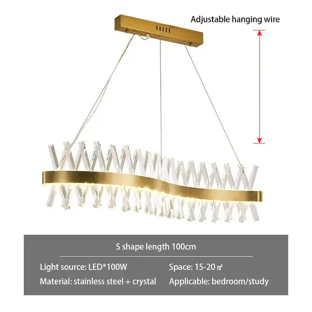Modern gold crystal chandelier for luxury living room