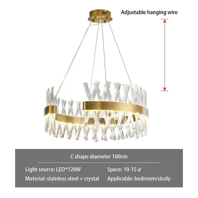 Modern gold crystal chandelier for luxury living room