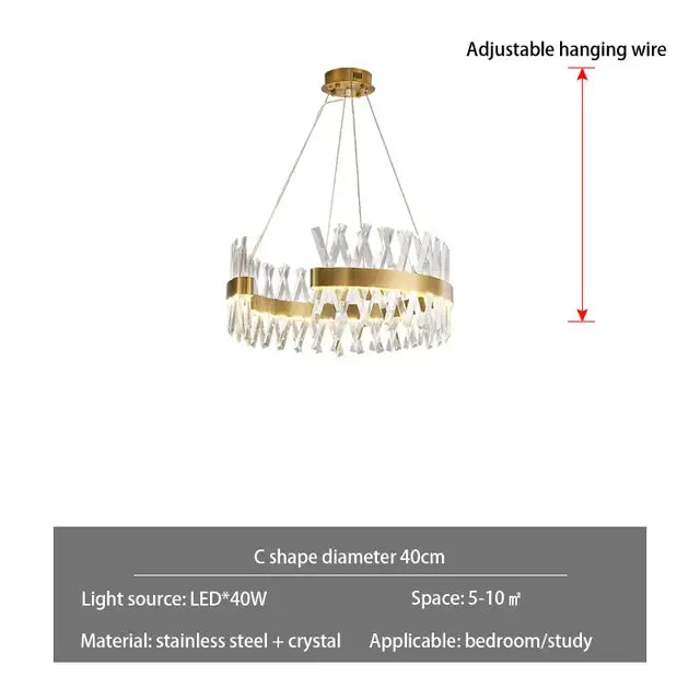 Modern gold crystal chandelier for luxury living room