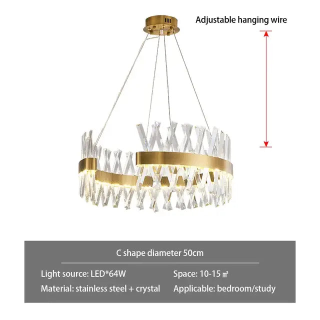 Modern gold crystal chandelier for luxury living room