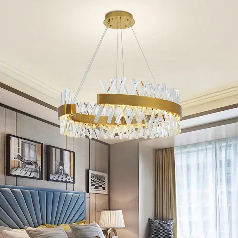 Modern gold crystal chandelier for luxury living room