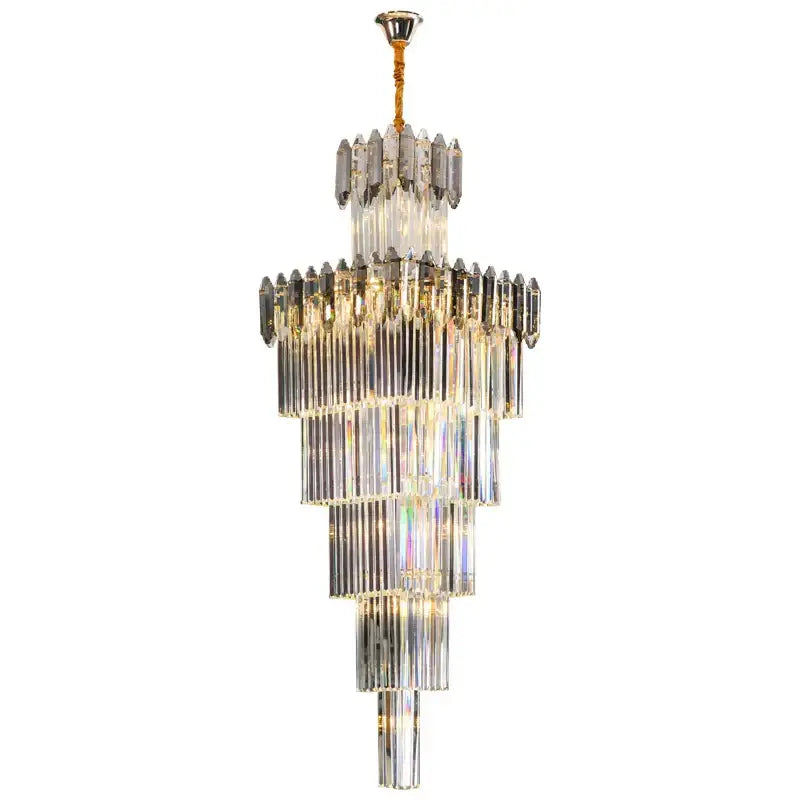 Luxury tiered gold crystal chandelier for living room