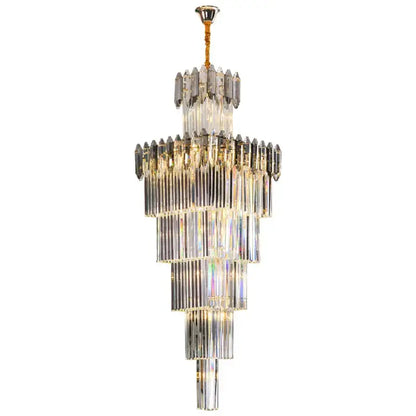 Luxury tiered gold crystal chandelier for living room