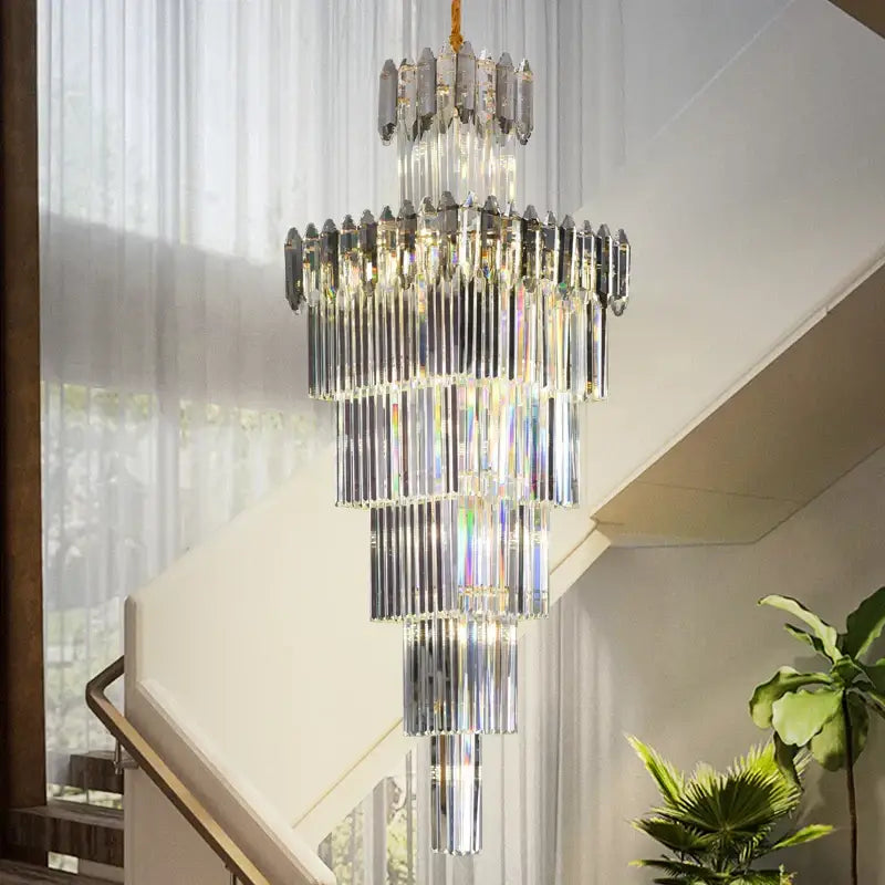 Luxury tiered gold crystal chandelier for living room
