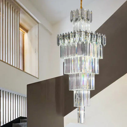 Luxury tiered gold crystal chandelier for living room