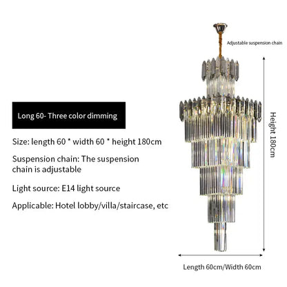 Luxury tiered gold crystal chandelier for living room