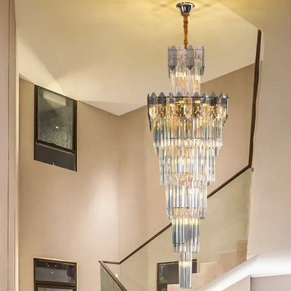 Luxury tiered gold crystal chandelier for living room