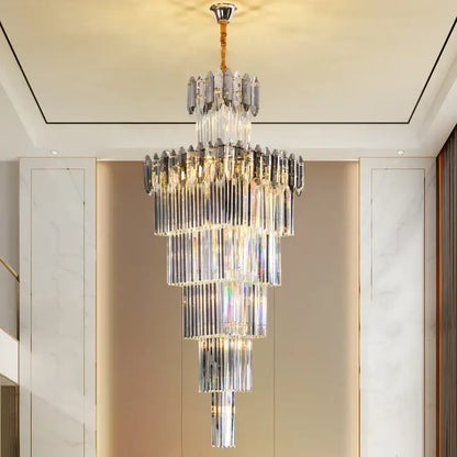 Luxury tiered gold crystal chandelier for living room