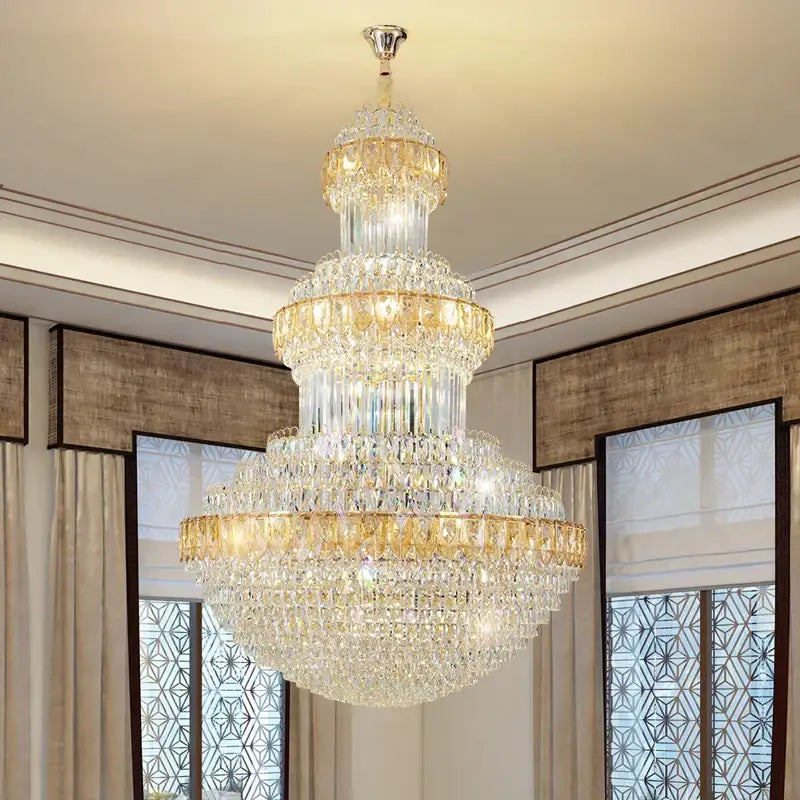 Luxury gold crystal chandelier for hotel and villa dining room