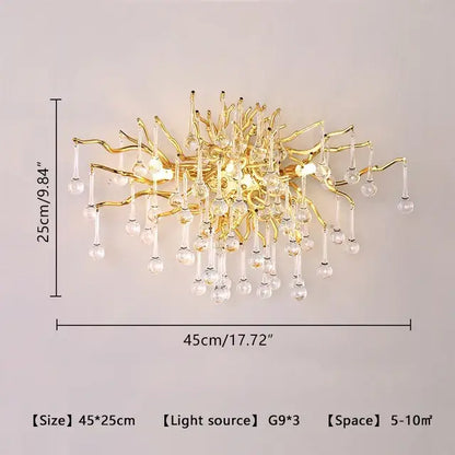 Luxury gold crystal chandelier living room branching droplet light
