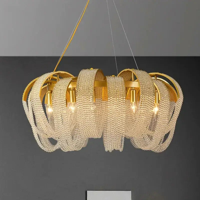 Luxury gold crystal chandelier living room pendant light