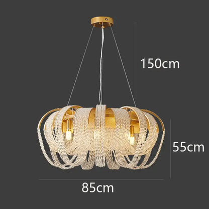 Luxury gold crystal chandelier living room pendant light