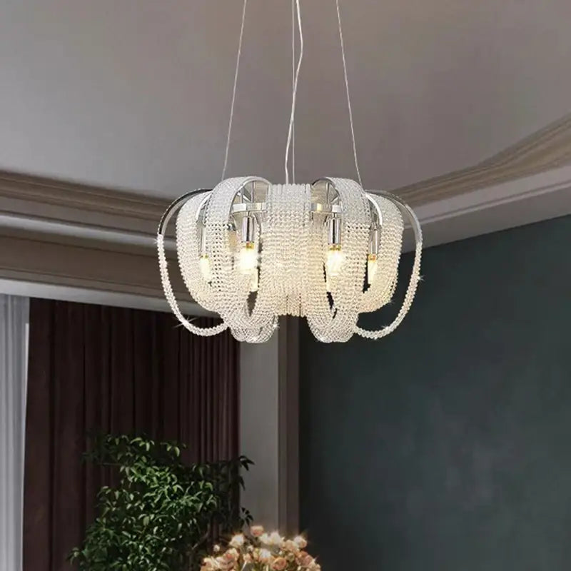 Luxury gold crystal chandelier living room pendant light