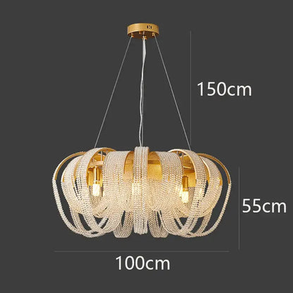 Luxury gold crystal chandelier living room pendant light