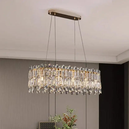 Modern gold crystal chandelier living room pendant light