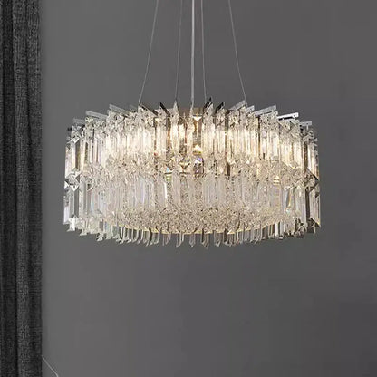 Modern tiered rectangular crystal chandelier living room pendant light