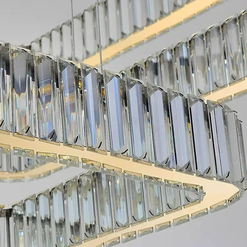 Modern gold rectangular crystal chandelier living room light