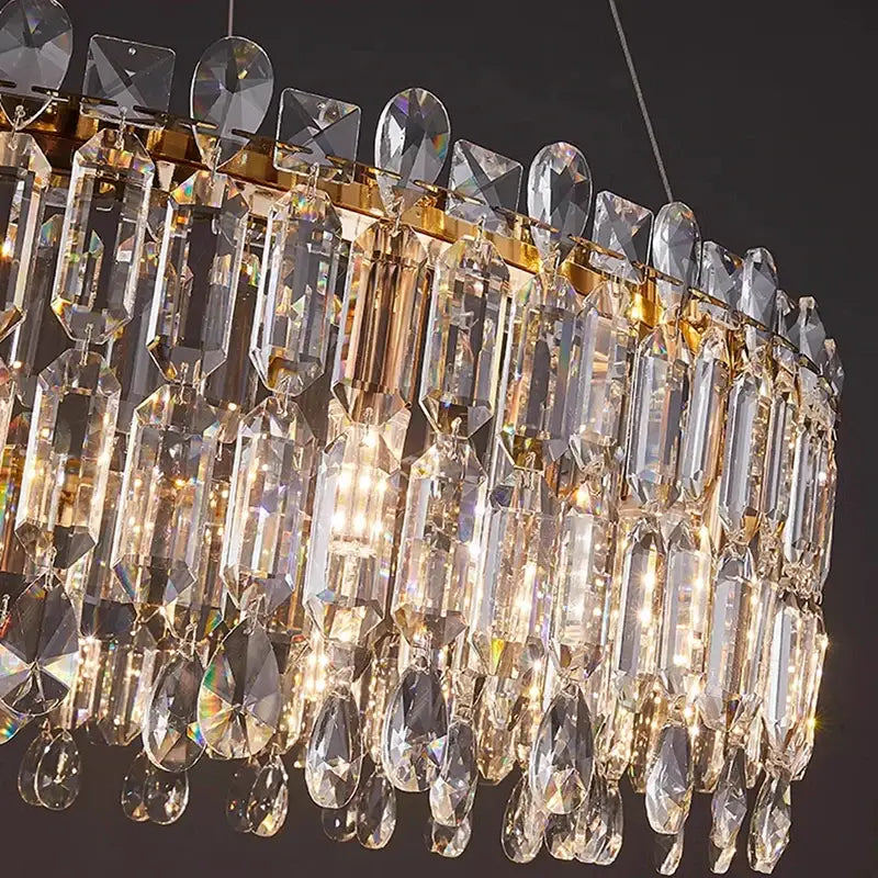 Modern gold crystal chandelier living room pendant light