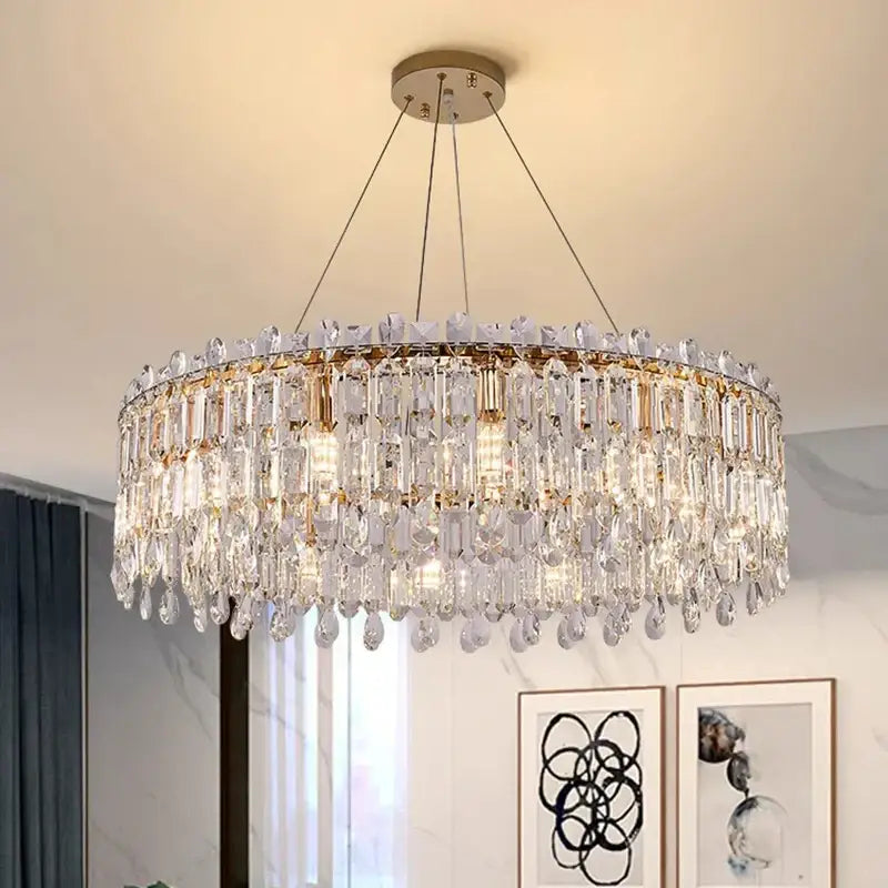 Modern gold crystal chandelier living room pendant light
