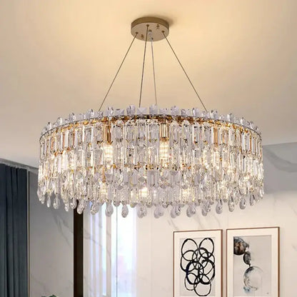 Modern gold crystal chandelier living room pendant light