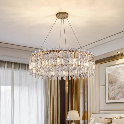 Modern gold crystal chandelier living room pendant light