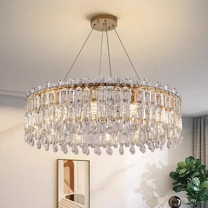 Modern gold crystal chandelier living room pendant light