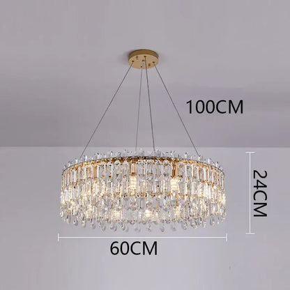 Modern gold crystal chandelier living room pendant light