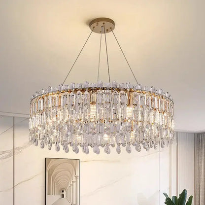 Modern gold crystal chandelier living room pendant light